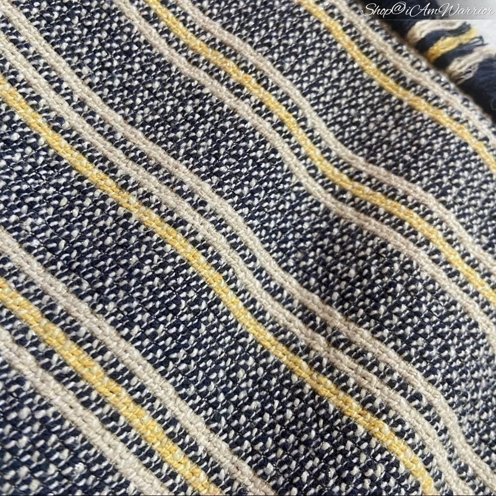 Weekend Max Mara striped cotton tweed fringe trim pencil skirt *shop@iamwarrior